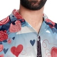 thumbnail image 5 of Eiffel Tower Valentine's Day Men's Casual Spread Collar Hawaiian Short Sleeve Button Down Summer Beach Tops, 5 of 6