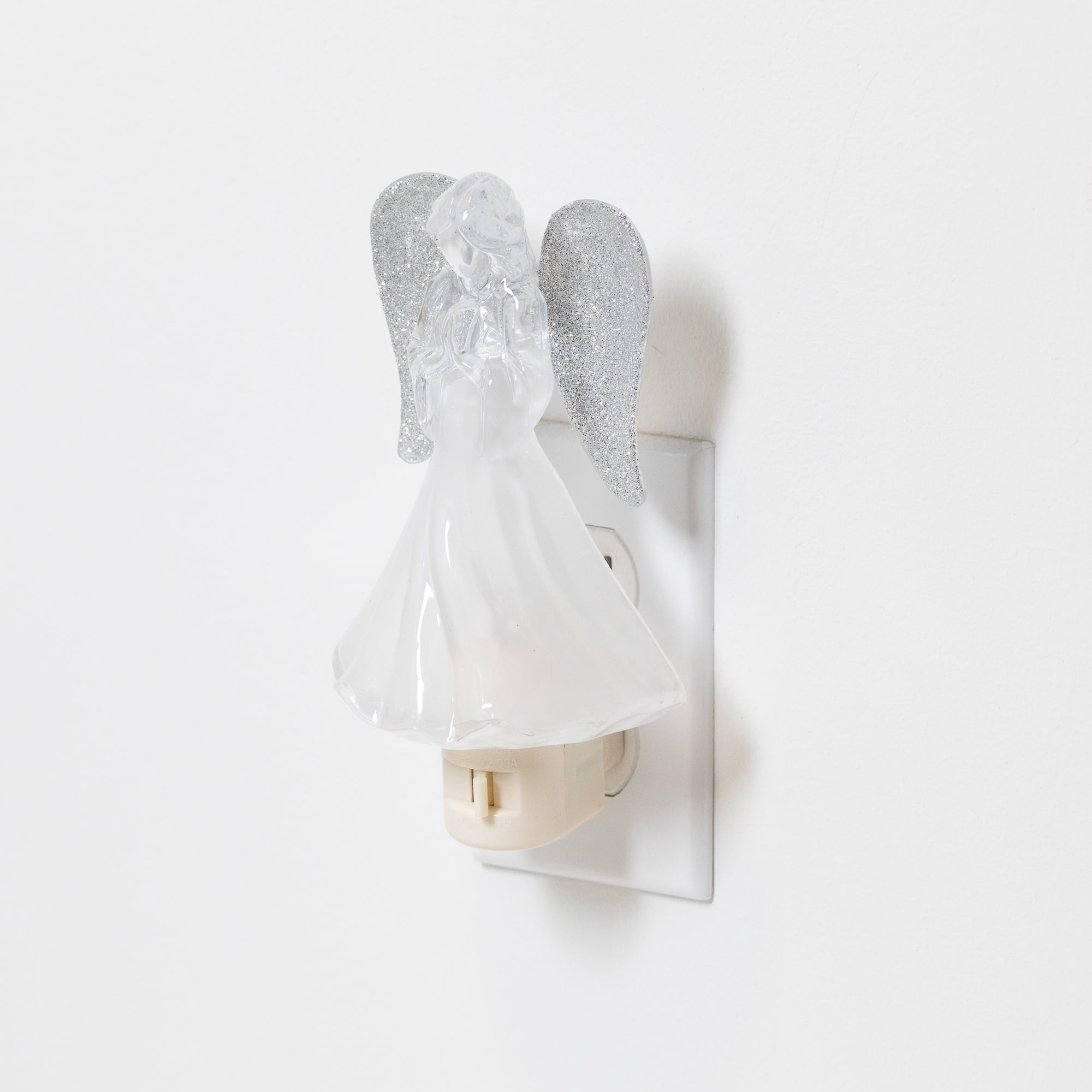 Frosted Angel with Glittered Silver Wings Christmas Night Light - 6.5"