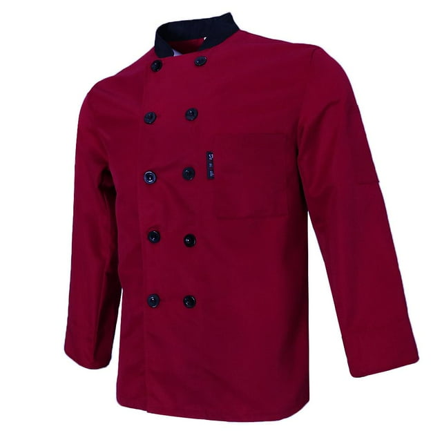 Chaqueta de Unisex Adulto Chef Camarero Uniforme Manga Larga Panadería Trabajadores Rojo 2XL Baoblaze Uniforme de chaqueta de chef