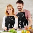 thumbnail image 3 of Black Halloween Witchy Symbols Apron-Garden Aprons for Women with Pockets-Cotton Linen Waterproof Kitchen Cooking Gardening Aprons Adjustable for Kitchen,Cooking,BBQ and Salon 32"x27", 3 of 7
