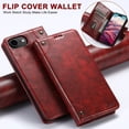 thumbnail image 3 of Case for iPhone 16e, Magnetic Matte Premium PU Leather Stand Flip Cover with Card Slots and Wallet, Shockproof and Full Body Protection Compatible with iPhone 16e - Red, 3 of 6