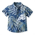 thumbnail image 2 of Toddler Boys Summer Hawaiian Outfit Kids Boy Short Bowtie Shirt Top Shorts Sets Clothes for Little Boys,Dark Blue,2-3 Years, 2 of 7