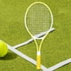 thumbnail image 1 of Equipo de entrenamiento de raqueta de tenis para niños Marco de aleación de hierro Raqueta de tenis ligera Mango cómodo para niños de verano Mango amarillo, 1 of 8