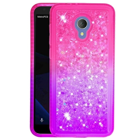FIEWESEY For Alcatel 1X Evolve Case,Alcatel IdealXTRA,Alcatel TCL LX (A502DL), Alcatel Avalon V, Alcatel IdealXtra 5059R Phone Case,Bling Liquid Luxury Glitter Soft Case for Girls Women- Pink Purple