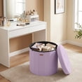 thumbnail image 3 of LEDREM Storage Ottoman, Velvet Vanity Chair with Storage, Folding Foot Rest, 18.5 x 18.5 x 17.7 Inches, Purple, 3 of 8