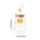 thumbnail image 3 of Vaso de agua de vidrio con tapa y pajita de vidrio – Vaso de 450 ml con decoración de mariposa para café, té y bebidas frías – Vaso reutilizable para el hogar, la oficina y uso al aire libre., 3 of 6