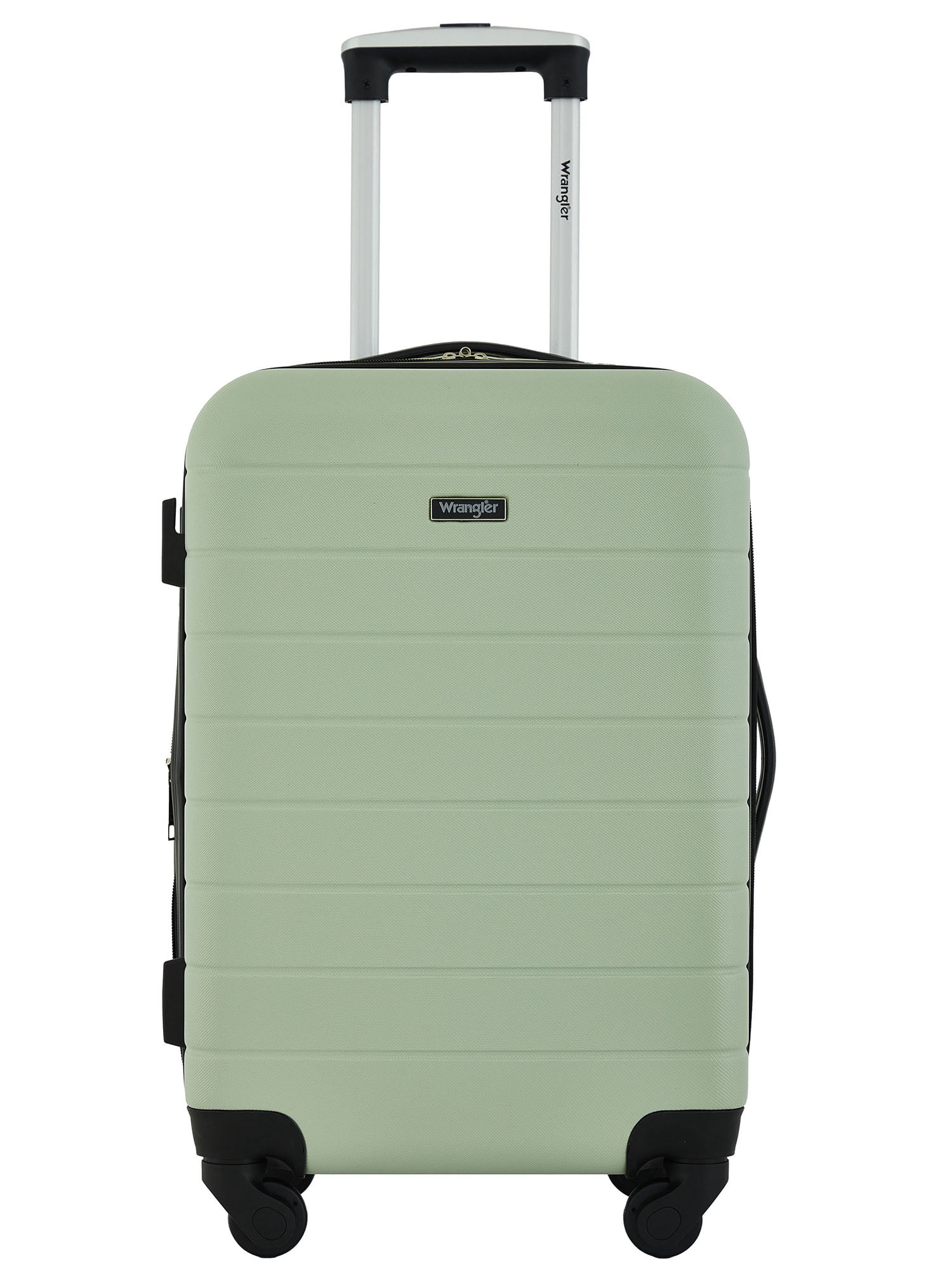 Wrangler 2-Piece Expandable Rolling Hard Side Carry-on Spinner Set with Cup Holder, Desert Sage