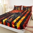 thumbnail image 5 of Erosebridal Fire Soccer USA Flag Queen Sheet Sets, Sport Bed Set for Men and Boys, 4 Pieces, 1 Flat Sheet, 1 Fitted Sheet and 2 Pillowcases, 5 of 6