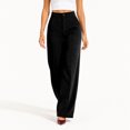 thumbnail image 6 of JUUNthy Dress Pants for Womens, High Waist with Pockets Wide Leg Flat Front Pleated Office Business Work Pants Dark Blue M, 6 of 13