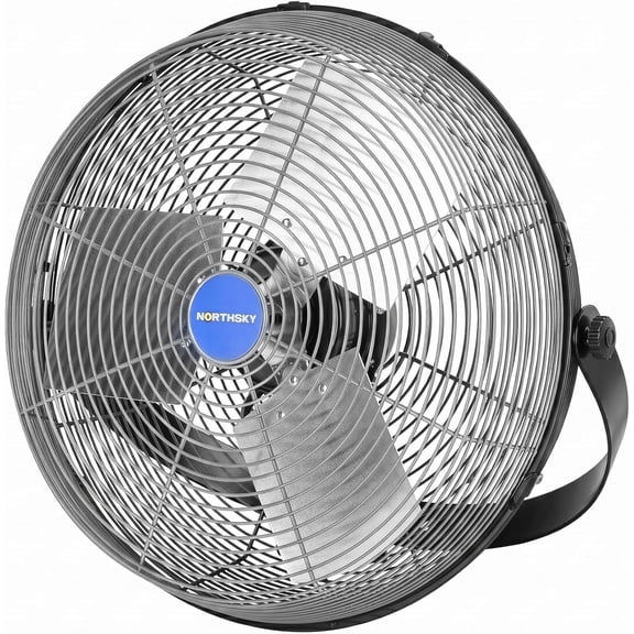 Northsky 18" Industrial Wall Fan, 3 Speeds, 4900 cfm High Velocity Wall Mount Fan, 1/8 HP, 360° Head Hit, Ideal for Greenhouse, Workshop, Garage, Commercial Use, UL Listed