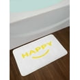 thumbnail image 2 of Yellow and White Bath Mat, Happy Word with a Smiling Mouth Flat Design Illustration Joyous Mood, Plush Bathroom Decor Mat with Non Slip Backing, 29.5" X 17.5", Yellow and White, by Ambesonne, 2 of 2