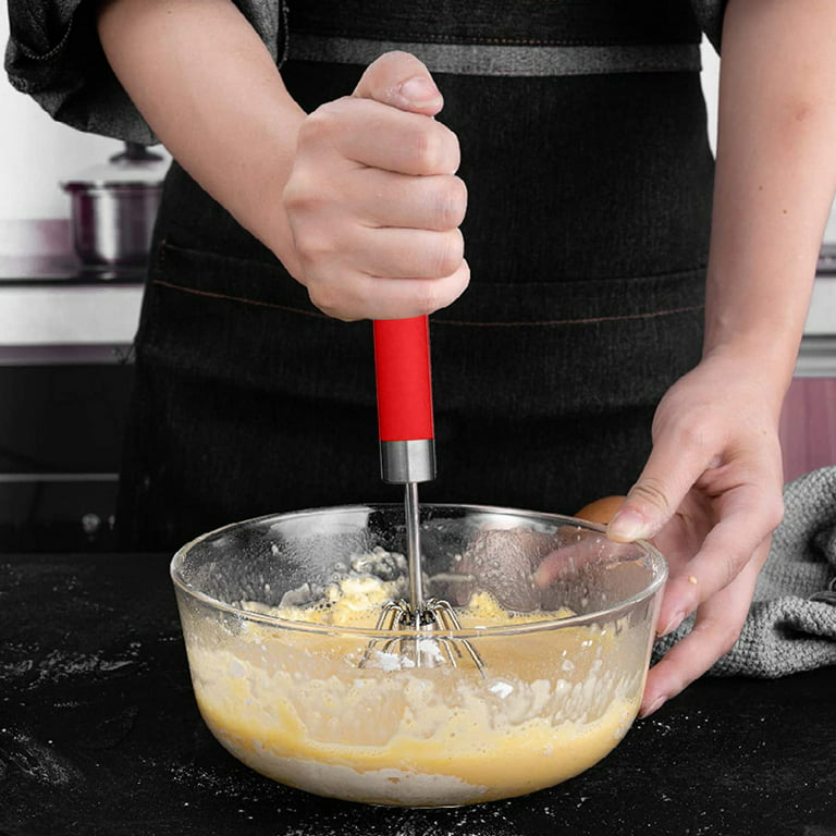 Ycolew Semi-Automatic Whisk, Stainless Steel Eggs Whisk, Hand Push