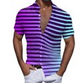 thumbnail image 1 of Camisa De Botones Para Hombre Hombres Casual Manga corta Primavera Verano Turndown Neck 3D Impreso Camisas Moda Top Blusa Camisas (Purple, S), 1 of 4
