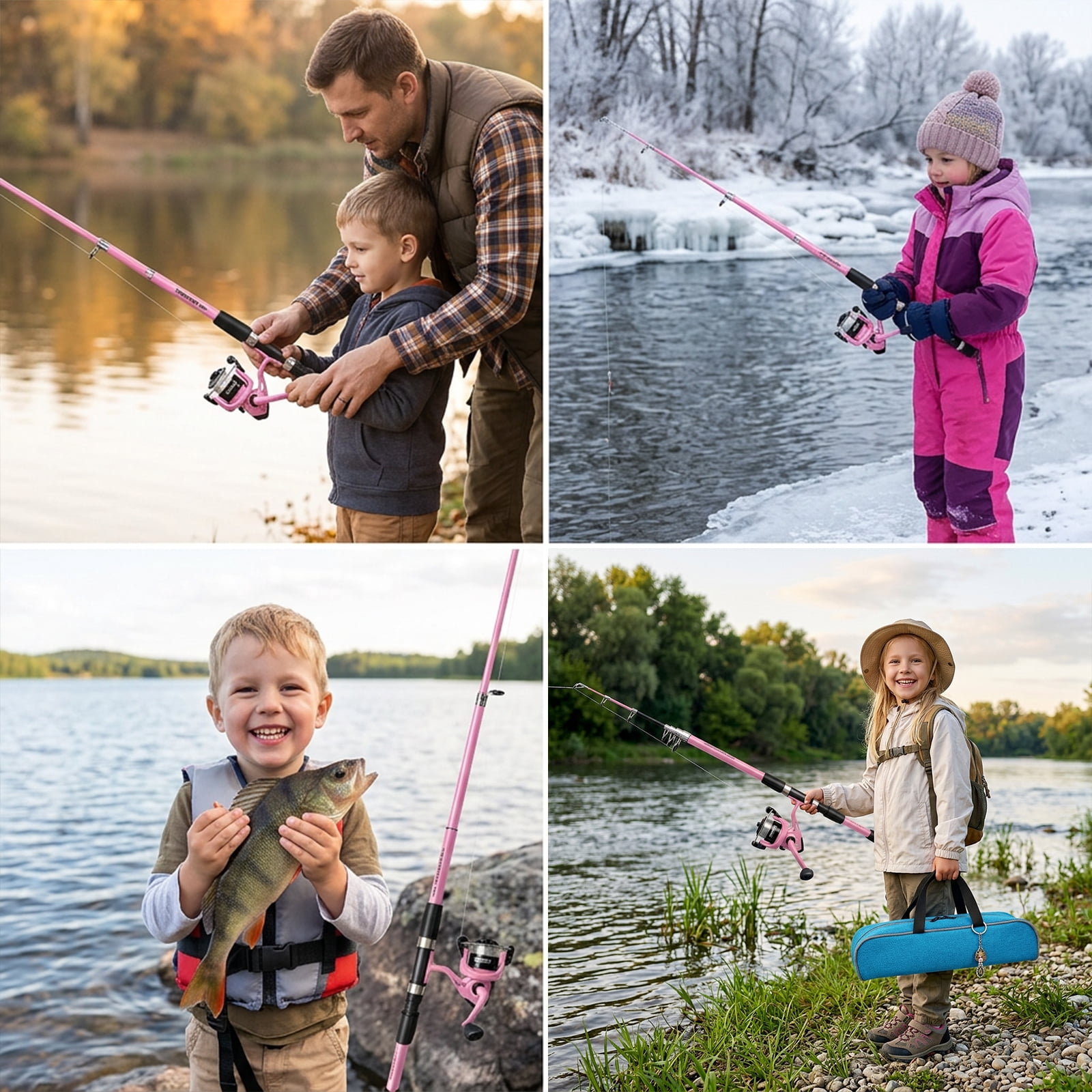 iFaveorr 65 inch Fishing Rod and Reel Combos, Fishing Rod with EVA Material Grip, Telescopic Fishing Gear with Reel Combo Kit with Tackle Box Fishing Line, Gift for Kids and Fishing Beginner