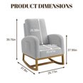 thumbnail image 3 of Light Gray Upholstered Nursery Rocking Chair-High Backrest Glider with Solid Wood Legs-Side Pocket Storage-Comfortable Accent Rocker for Living Room Bedroom Nursery-Soft Fabric Design, 3 of 7
