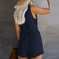 thumbnail image 4 of Wycnly Womens Jumpsuits Casual Button Down Pocket Tank Short Jumpsuit with Belt Trendy Plain V-Neck Sleeveless Mini Summer Rompers Navy m, 4 of 6