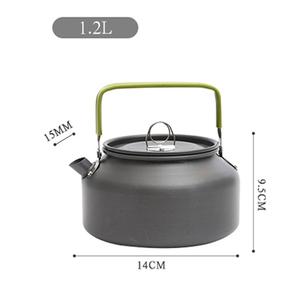 Aoqianlan Large Capacity Portable for Kettle for Outdoor Camping, Hiking & Fishing green-1.2L