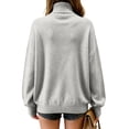 thumbnail image 4 of Womens Knit Sweaters Turtleneck Long Sleeved Solid Pullover Sweater Tops Casual Loose Fit Fashion Soft Knitwear, 4 of 5