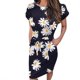 thumbnail image 2 of ICHUANYI Clearance Women Casual Crewneck Straps Short Sleeve Floral Print Loose Dress With Pocket(Black, L) ICHUANYI WER2023081205844, 2 of 7