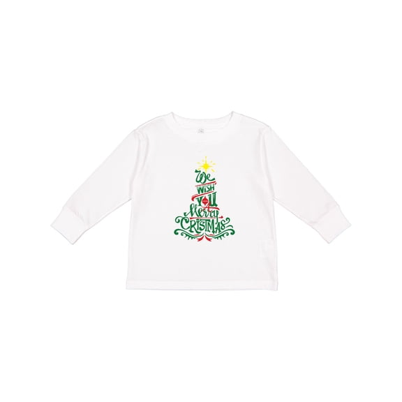 Inktastic We Wish You A Merry Christmas Boys or Girls Long Sleeve Toddler T-Shirt