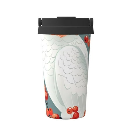 

Tebeau Cockatoo Red Berries Print Travel Coffee Mug Insulated Coffee Cup with Leakproof Lid Coffee Tumbler Reusable Coffee Cups with Seal Lid