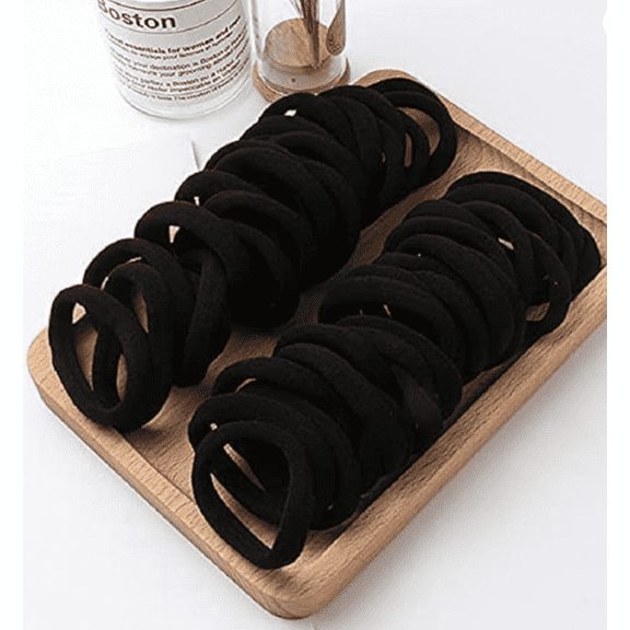 Odysey Black Hair Ties No Damage - Strong, Stretchy Hair Bands | Soft Nylon Ponytail Holders, Snag-Free Rubber Bands, Perfect for Updos & Braids - Black, 30pcs