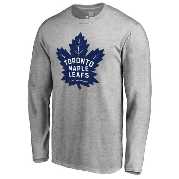 Men's Ash Toronto Maple Leafs Team Primary Logo 2 Long Sleeve T-Shirt