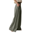 thumbnail image 3 of Qmyliery plus size Women's High Waist Casual Trousers, Solid Color Side Pockets Wide-Leg Sweatpants, 3 of 5
