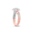 thumbnail image 3 of 10kt Rose Gold Round Diamond Halo Bridal Wedding Ring Band Set 1 Cttw, 3 of 4