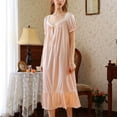 thumbnail image 4 of Defitshape Women's Cute Victorian Nightgown Princess Old Fashioned Vintage Soft Oversized Comfy Thin Sleeping Cool Mid Calf Pajamas Dress Night Gown Pink Large, 4 of 5