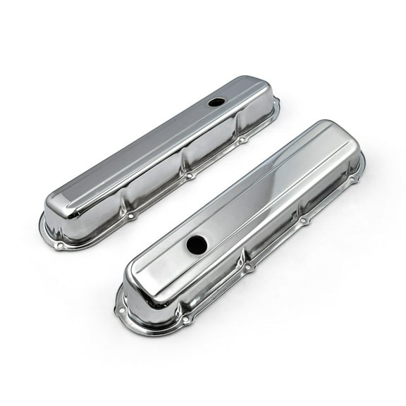 Speedmaster PCE314.1059 Compatible with Cadillac 368 425 500 1968-84 Chrome Steel Valve Covers - Short w/ Hole