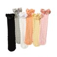 thumbnail image 5 of LYMAYTER Kids Girls Knee High Socks 3 Pairs Spring Summer Bowknot Mesh Calf Socks Toddler Solid Colours Thigh High Socks for 3-12 Years, 5 of 9