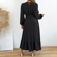 thumbnail image 6 of Zpanxa Winter Dresses for Women, Crew Neck Long Sleeve Smocked Waist Tiered A Line Midi, 6 of 9
