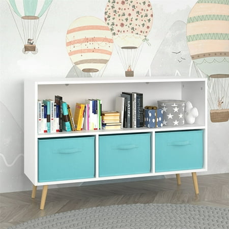 Kids Storage Organizer Storage Cabinet With 3 Collapsible Fabric Drawers Pine Legs Safety Buckle Toy Storage Organizer For Children s Room Nursery