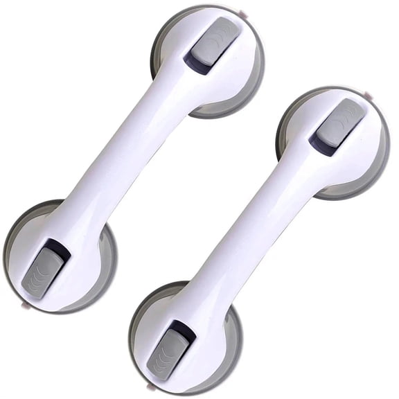 Grab Bars for Bathroom Shower, Shower Handle 12 inch Grab Bars for Bathroom Strong Suction Cup, Safety Grab Bars for Seniors Elderly, Suction Bath Tub Hand Rail, Shower Grip Bars, Gray (2 Pack)