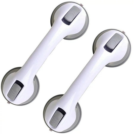 Grab Bars for Bathroom Shower, Shower Handle 12 inch Grab Bars for Bathroom Strong Suction Cup, Safety Grab Bars for Seniors Elderly, Suction Bath Tub Hand Rail, Shower Grip Bars, Gray (2 Pack)