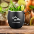 thumbnail image 6 of PERSONALIZED Round Custom Family Name Classic Moscow Mule Mug with Engraved Design and Sturdy Handle Rolled Rim, Smooth Black Finish 16 oz, Set of 4, King and Queen, 6 of 9