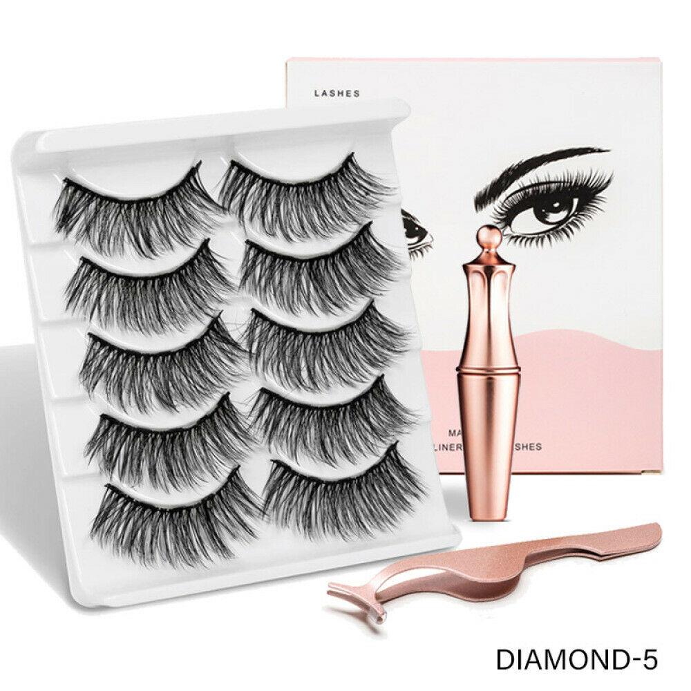 5 Pairs liquid eyeliner Kit With 5 Pair Eyelashes, Lash Liner for
