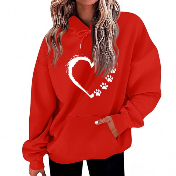 Valentines Day Hoodies for Women Trendy Long Sleeve Tops Heart Graphic Outfits Tops Fashion Pullover Hoodies 2026