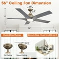 thumbnail image 4 of Parrot Uncle Ceiling Fans with Lights and Remote 56 Inch Large Outdoor Ceiling Fans for Patios Bedrooms, Dimmable Light, Reversible DC Motor, Brushed Bronze, 4 of 9