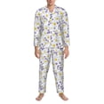 thumbnail image 3 of Naloa Daisies Flowers Men’s Pajamas Set - Long Sleeve Button Down Sleep Shirt and Pajama Bottoms Sleepwear Set-Medium, 3 of 7