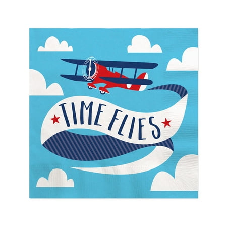 - Taking Flight - Airplane - Vintage Plane Baby Shower or Birthday Party Cocktail Beverage Napkins (16 Count)