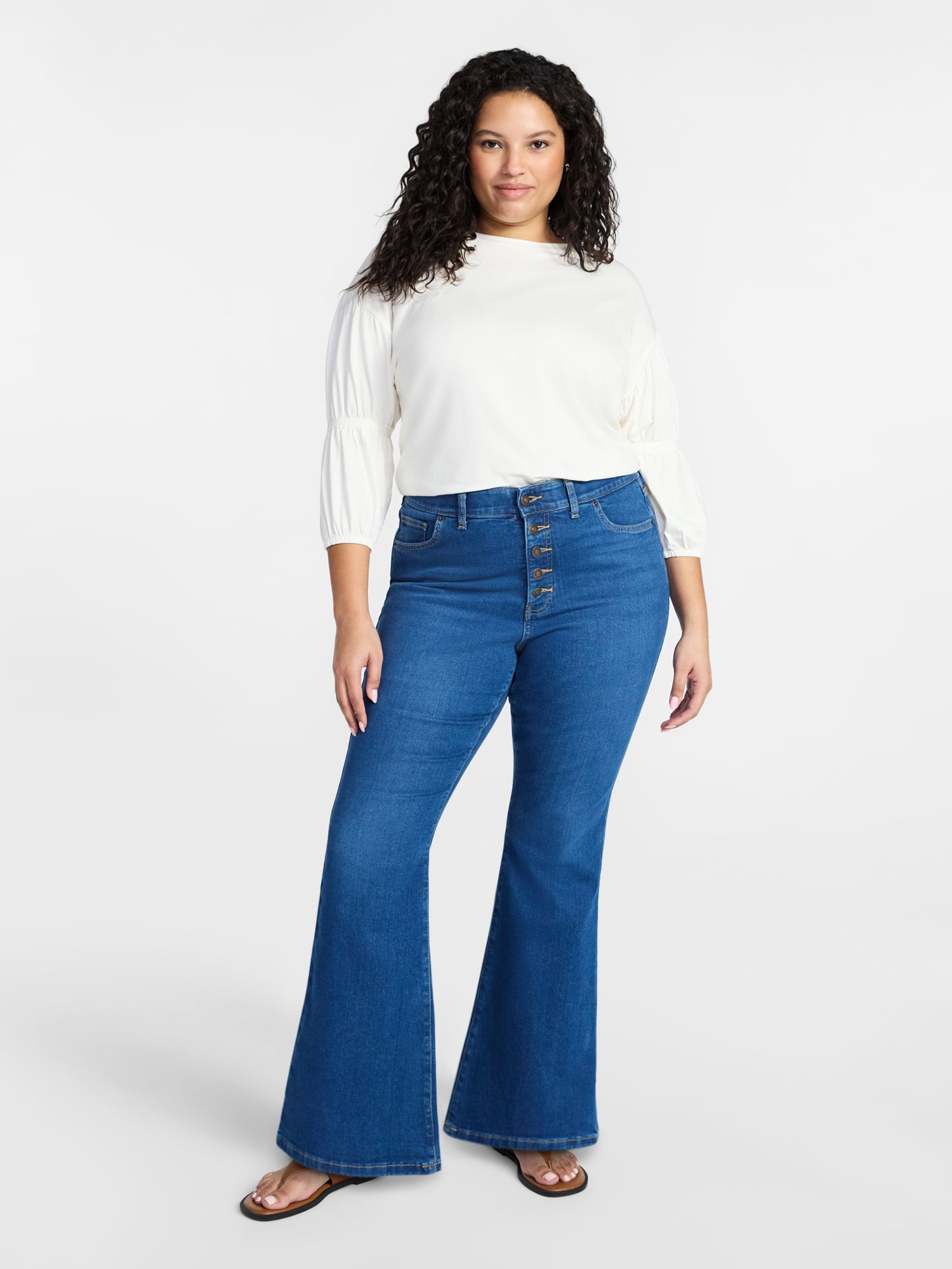 Terra & Sky Women's Plus Size Core Flare Jeans, Sizes 16W-28W