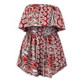 thumbnail image 4 of MEZZALL Child Girls Bohemian Romper Strapless Ruffle Romper Floral Print Elastic Waist Short Jumpsuit Summer Beach Birthday Bodysuit, 4 of 4