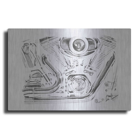 Luxe Metal Art 'Inverted Polished Chrome II' by Ethan Harper, Metal Wall Art, 16"x12"