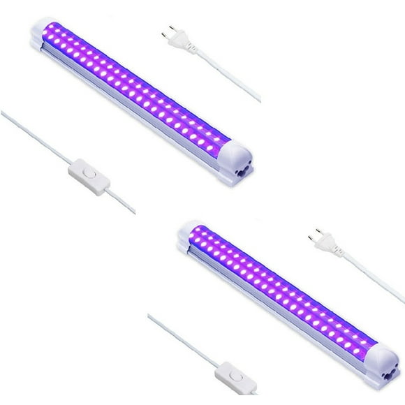 Lot de 2 Luminaires Noirs à Led Uv, Tube de Lumière Noire Usb pour Affiche Lumineuse au Néon, Lumière Ultraviolette Portable, Lampe Fluorescente pour Peintures Corporelles de Fête à Lumière Noire