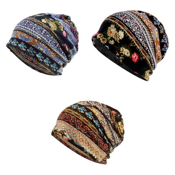 3 Pieces Women's Baggy Slouchy Stretchy Cancer Chemo Headgear Scarf