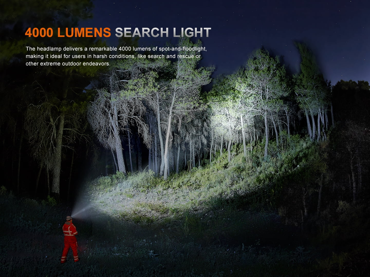 Fenix HP35R SAR 4000 Lumen Rechargeable Headlamp with Flame Retardant Headband + LumenTac Organizer