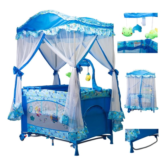 Cuna Corral Mecedor Starkids S12-7 Con Cambiador Azul