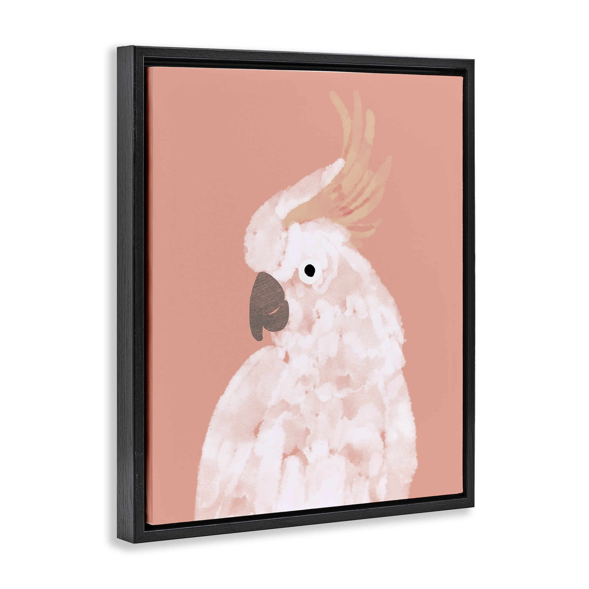 Stupell Industries Cockatiel on Pink Animals & Insects Painting Black Floater Framed Canvas Art Print Wall Art, 17 x 21